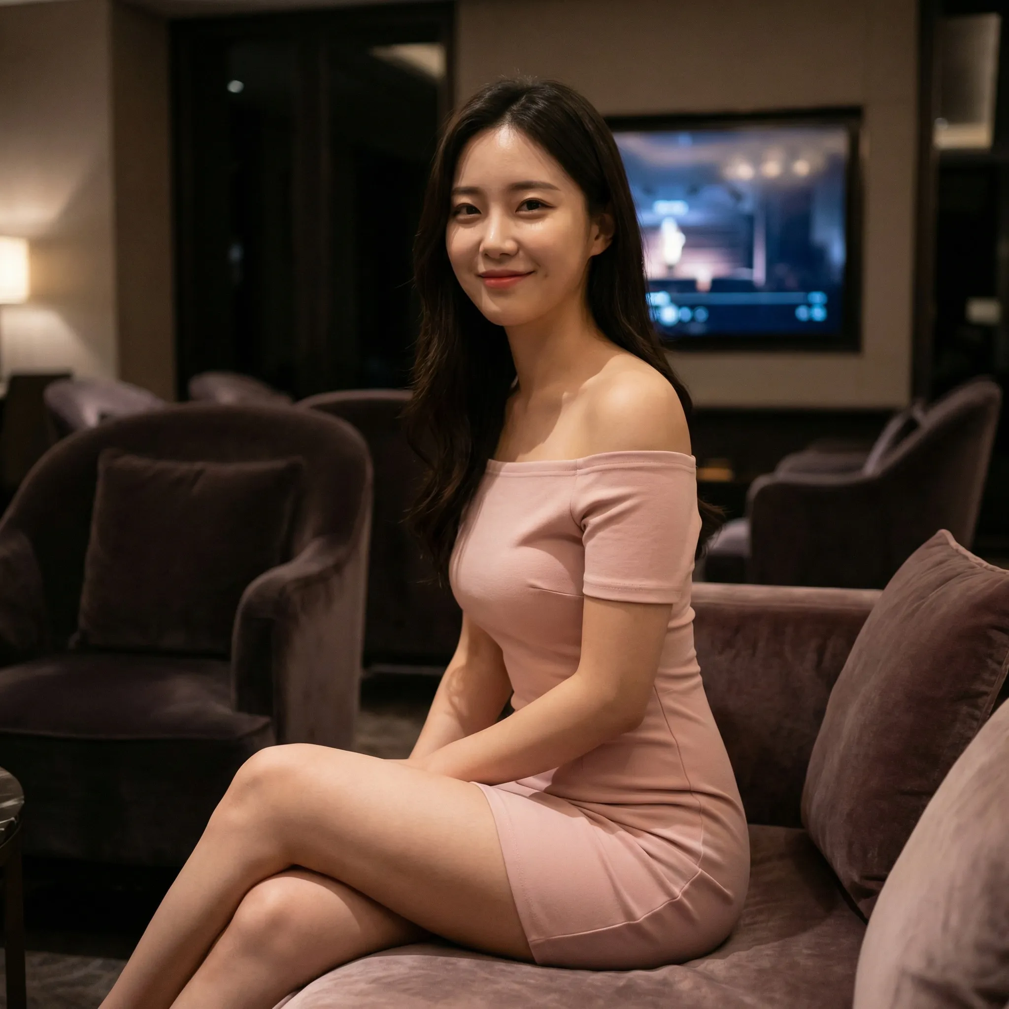 강남 쩜오 프리미엄 라운지 - 고급 소파와 분위기 있는 조명의 VIP 룸